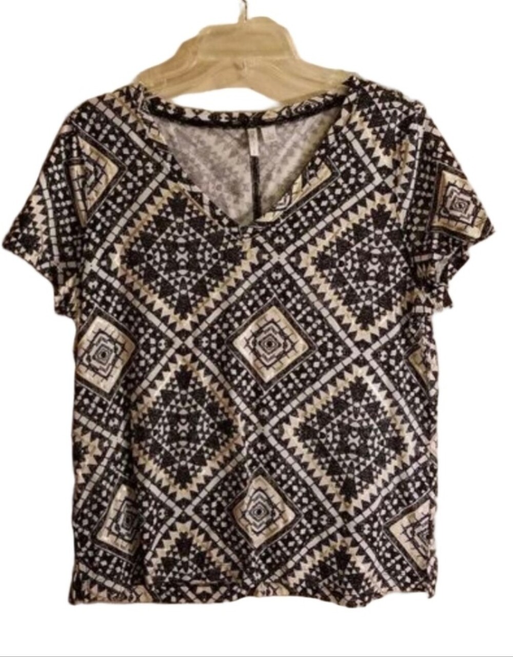 CATO‎ gold and black print shirt